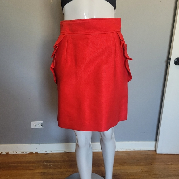 Sandro Paris Cotton Blend Skirt with Ruffled Pockets, VGUC, Size 1/ US size 4 - Picture 2 of 9